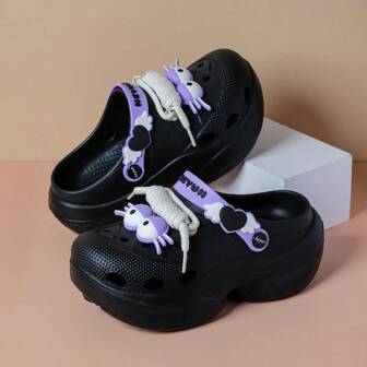 女士新款镂空厚底木屐，厚底一脚蹬穆勒鞋，防滑舒适拖鞋，适合医疗/外科、海滩、护士、鞋类