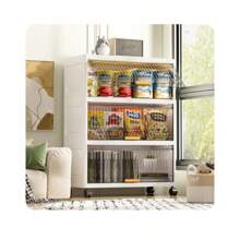 1pc Flip Cover Multi-Purpose Transparent Plastic Storage Cabinet, Organizer Box For Snacks, Underwear, Household Items