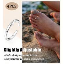 AVYRING 4PCS Toe Rings, White Gold Plated Toe Rings For Women Hug CZ Triple Twist Simple Band Open Toe Rings Beach Foot Jewelry Adjustable