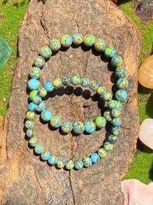 1 pulseira de contas turquesa estilo boho retrô, joia de pedra natural para homens e mulheres, presente de paz e tranquilidade para feriados