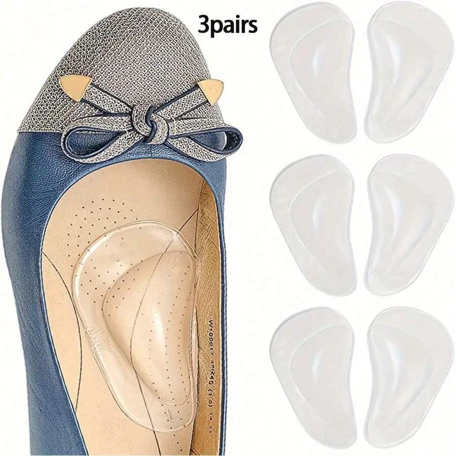 1 Pair /3 Pairs Of Comfortable Insole, Silicone Insole, Unisex - Ear-shaped Transparent Silicone - View 1