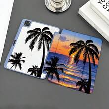 1 件带有夏日海滩主题印花的平板电脑保护套，带笔架的平板电脑保护套适用于 iPad 10.9/10.2/ Air 5th Gen/Pro11/10th/9.7/Air 2/iPad（7th Gen）/ iPad（8th Gen）/ iPad Air 4/5/iPad Pro 11/iPad 10th 代 10.9 英寸 2022 智能保护套/iPad Air 13(M3 2025)/iPad Air 11(M3 2025)/iPad Air 11(M3 2025)/iPad 11(A16 2025)，自动睡眠/唤醒功能