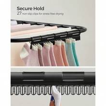 Airer, Foldable Clothes Drying Rack, Clothes Horse With Height-Adjustable Wings, Free-Standing Laundry Drying Rack, Indoor And Outdoor Use, Steel, Black LLR502B01 - Black - View 5