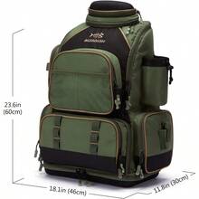 Fishing Tackle Backpack Water Resistant Lightweight Tactical Bag Soft Tackle Box With Rod Holder And Protective Rain Cover - GreenBackpack[3670]WithoutTrays - View 2