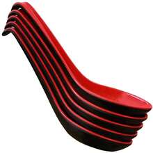 5/10pcs 16cm Plastic Black Red Spoon Chinese Noodle Restaurant Ladle Daily Household Soup Spoon Kitchen Catering Accessories