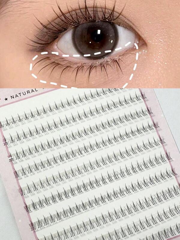 240pcs Transparent Stem Volume Fan Lash Extensions For Beginners, Natural Slouchy Single Cluster A-Type Segmented Single Cluster Small Flare Down Lash