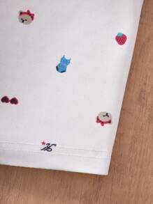 Polo informal para niña con estampado de oso y fresa, elegante y lindo, top de manga corta para niña preadolescente, moda de verano