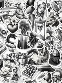 SCXXBSW 50pcs Vintage Pencil Particles Creative Fun Stickers DIY Decoration Luggage Guitar Notebook Waterproof Stickers - Multicolor - View 10