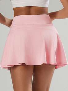 VUTRU 1Pc Adjustable Drawstring High Waist Mini Skirt Pink Skort With Built-In-Shorts Side PocketsTennis Golf Daily - Baby Pink - View 2