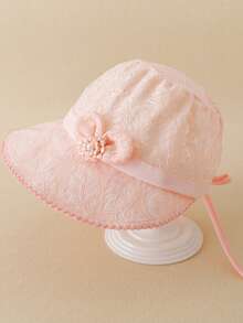 女婴遮阳帽，春夏蕾丝花朵公主风可爱宽檐帽 - 1PC - 查看 11