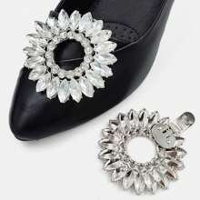 1 pezzo decorazione a molletta in cristallo di vetro per scarpe da sposa, con tacco alto brillante, fibbia decorativa rimovibile con strass, per le donne