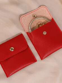 PU Leather Button Jewelry Pouch, Jewelry Packaging Bag, Ring Storage Bag, Jewelry & Pearls Packaging & Storage Case For Rings, Earrings, Bracelets, Flip Cover