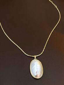1 Pieza de Collar Ovalado Curvo de Perla, Estilo de Moda Francés, Estilo de la Corte Francesa, Accesorio Retro y de Alta Gama