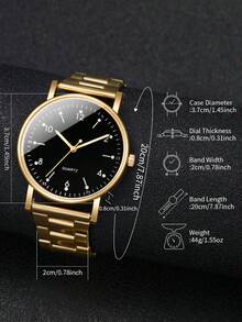 1pc Women's Simple Elegant Fashion Steel Strap Quartz Wrist Watch With Numeric Dial, Stylish (Watch Box Not Included) - Gold - View 3