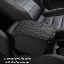 1pc Armrest Box Heightening Pad With Dual Side Storage Pockets / No Pocket Two Styles, PU Leather Automotive Armrest Console Pad, Car Interior Decor Accessories