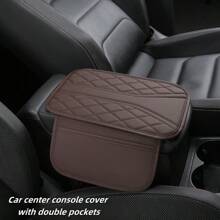 1pc Armrest Box Heightening Pad With Dual Side Storage Pockets / No Pocket Two Styles, PU Leather Automotive Armrest Console Pad, Car Interior Decor Accessories