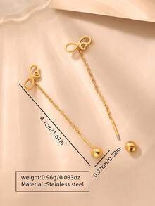 1 对优雅浪漫的心形元素和流苏不锈钢耳环，适合女性参加宴会、约会或作为情人节礼物佩戴 - 金黃色 - 查看 10