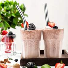 4/6pcs Wide 12mm Stainless Steel Metal Boba/Bubble Tea Straws Set - High Quality Polished Reusable & Easy To Clean, Suitable For Boba/Smoothies/20oz Cups - Great For Thick Drinks & Slushies (Silver/Colored),School Supplies