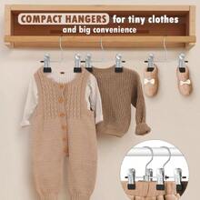 Juego de 10 piezas de perchas multiusos de acero inoxidable con sujetadores ajustables - Rejilla metálica texturizada antideslizante para secar pantalones y zapatos con gancho portátil, percha de acero inoxidable versátil adecuada para vaqueros, faldas, etc. - Superficie con recubrimiento en polvo, apta para habitaciones de niños, habitaciones de bebés, almacenamiento y baño