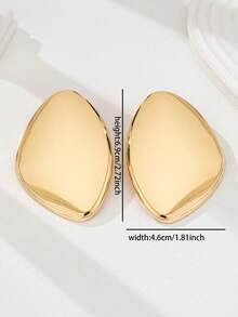 1 Pair Simple Geometric Exaggerated Golden Drop Earrings, Basic Design Suitable For Daily Wear Earrings - Gold - View 3