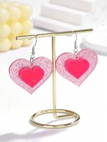1 Pair Pink Eighth Note & Pentagram Acrylic Dangle Earrings, Shiny Cute Classic Fashion Jewelry For Women - Multicolor - View 14