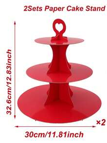 1pc Solid Color Paper Cake Stand, 3-Tier Paper Cupcake Display Rack, Cake Decorative Rack Set, Paper Cake Tray, Dessert Display Stand, Paper Cupcake Tower Dessert Rack, Home Decor, Kitchen & Dining Table Decor, Suitable For Birthday, Wedding, Bridal Shower, Baby Shower, Picnic And More Occasions. - Multicolor - View 20