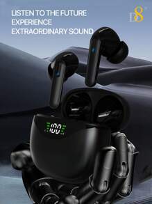 D8 Wireless Earbuds, 5.3 Headphones HiFi Stereo, 5H Playtime In-Ear Earbud, Earbuds With LED Power Display, Earphones Sport Headset Compatible With Android Cell Phone Sports Workout