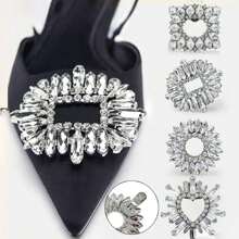 1 pezzo decorazione a molletta in cristallo di vetro per scarpe da sposa, con tacco alto brillante, fibbia decorativa rimovibile con strass, per le donne
