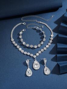 1Set Women's Fashion Jewelry 3 Pieces Set: Necklace, Earrings, Bracelet - Royal Blue - View 7