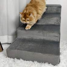 BingoPaw Dog Stairs Pet Ramp 3/4 Step Small Pet Cat Dog Steps For High Bed Sofa Couch, Non-Slip, Washable - Grey - View 7
