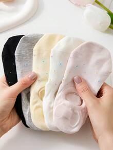 4/5pairs Women's Cherry & Strawberry & Flower Print White Thin Ankle Socks Invisible Socks Suitable For Daily Wear - Multicolor - View 8