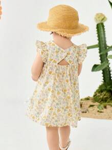 mini bala Vestido de algodón puro para niñas, dulce, transpirable y ligero con silueta evasé, nuevo para el verano 2025