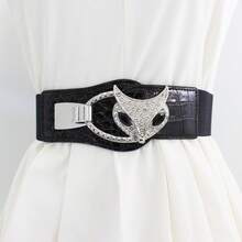 Plus Size Elastic Belt With Rhinestone Decoration For Women, Suitable For Dress/Coat, 1pc Halloween Valentine's Day Valentines