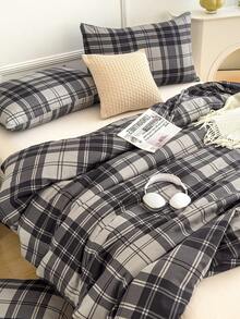 柔软超细纤维格子图案羽绒被套 - 最佳 2/3 件套被套床上用品套装 - 包括 1 个羽绒被套和 1/2 个枕套 - 便宜且高品质的单人床、特大号单人床、大号双人床、全尺寸 Doona 被套