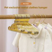 10pcs 15/20/25cm Gold Metal Plated Clothing Hangers For Children & Pets, Wardrobe, Closet, Bathroom, Store Decoration, All Season