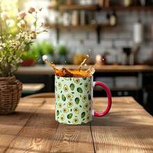 1个精美水果陶瓷马克杯/咖啡杯/茶杯 - 独特艺术咖啡杯，适合早餐、下午茶 - 完美的 情人节礼物，可重复使用，品质上乘，不对称艺术设计，牛奶杯 - 彩色 - 查看 10