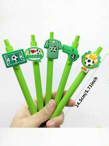 12 支/套足球主题伸缩圆珠笔，创意足球图案中性笔，款式随机，适合返校季 - 隨機 - 查看 2