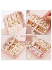 1pc Jewelry Storage Box, Portable Makeup Organizer Box For Necklace, Ring, Lipstick, Brush, Eyeshadow Palette, Cosmetics, Skincare, Nail Polish, Perfume, Stationery And Digital Accessories