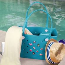 2025 Spring New EVA Rubber Tote Bag, Waterproof Beach Bag, Travel Bag, Shopping Bag, Easy To Clean, Stable And Durable | Suitable For Shopping, Travel, Party And Outdoor Activities | Beach, Seaside, Easter Gift For Lovers And Mothers - 藏蓝色 - 查看 1