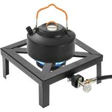 HOHOBLA Camping Stove, Portable Square Propane Stove Burner Gas Cooker With Adjustable 0-20PSI Regulator Hose For Camp Patio RV Cooking Outdoor - Black - View 2