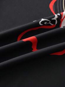 Loose Fit Fox Retro Print Vintage Street Style Beach/Travel Casual Thin Shawl Kimono Cover Up, Japanese Inspired Loose Fit 3/4 Sleeve Yukata Open Front Thin Summer Lightweight Outerwear, Fashion Shawl Top, Suitable For Festival/Group Uniform, Cooling Feeling - Black - View 5