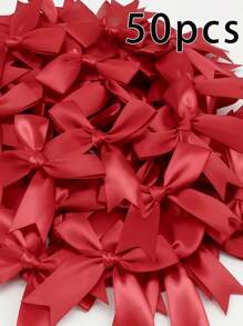 50pcs Pink And White Ribbon Bows, 3.3 Inches, Charming Decorations For Weddings, Holidays And DIY Crafts, Gift Basket Decor, Birthday Packaging, Holiday Decorations, Office Decor, Wreath Decor, Wedding Decor, Bridal Shower Decor, Party Supplies