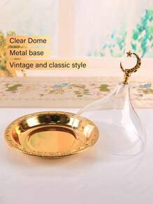 1pc Eid Al Fitr Tray Eid Al Fitr Mubarak Round Metal Food Tray Crazy Night Islamic Eid Al Fitr Mubarak Plate Food Storage Container Suitable For Eid Al Fitr Islamic Muslim Event Party Gifts, Gold, Silver