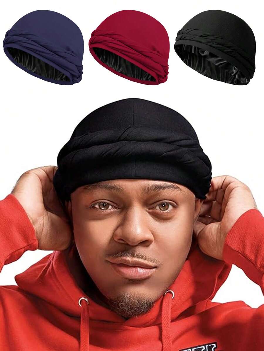 Unisex Solid Color Double-Layered Turban With Braided Design - Versatile Fashion Headwear For Casual Comfort, Soft & Breathable Daily Wear Accessory
