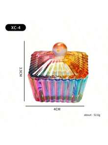 1 buc Aurora colorat acoperit Nail Art Brush Brush Cup, Cupă de sticlă cristalină multi-tip cu capac pentru curățarea pensulei de ojă