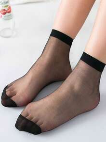 10 Pairs Women's New Thin Summer Short Silk Stockings, Anti-Snag Crystal Flesh Colored Short Socks - Multicolor - View 4