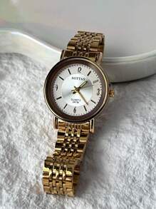 sottas Novo Relógio de Casal Dourado Masculino e Feminino, Um Par de Relógio Estilo Coreano, Simples, Atmosférico, Casual, Versátil, À Prova D'água, Quartzo, Pulseira de Aço