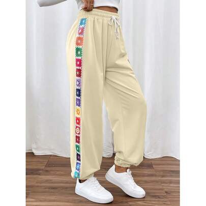 Pantalones con cordón de bolsillo de colores en contraste, para primavera y otoño