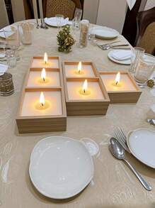 1 Peça Vela Perfumada, Uma Vela Perfumada Única e Fresca, Feita de um Recipiente Retangular Único de Xícaras de Bambu Carbonizado e Feita de Cera de Soja. Muito Adequada para Decoração de Casa, Hotéis e Restaurantes de Alta Categoria.
