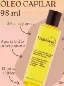 Aceite de argán 3 en 1 Terramar cuidado capilar hidratante reparación nutre puntas suaves brillo extremo para cabello y piel multifuncional - Dorado - Ver 3
